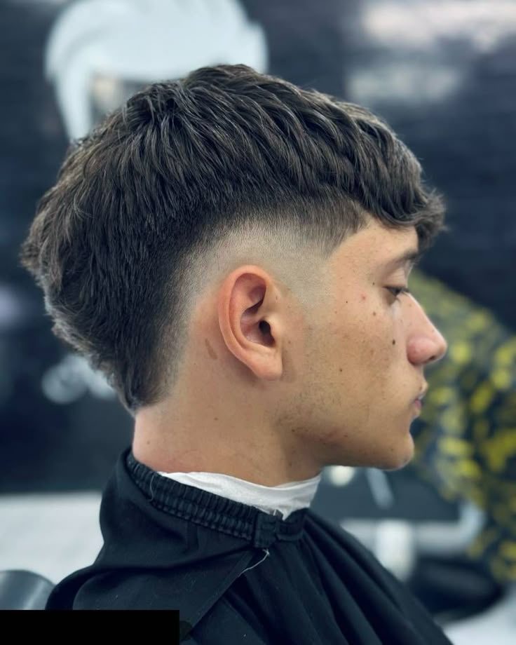 Low taper fade with textured crop